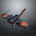 Futuristic Starfighter Spaceship With Orange Black Body Multiple Engines And Sleek Wings