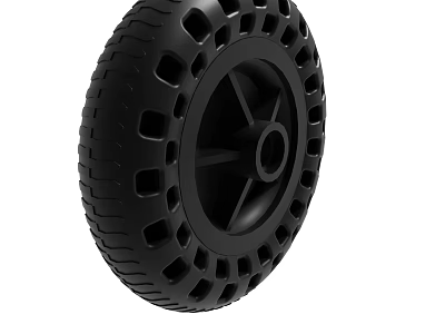 Black Industrial Wheel With Hole Design And Rubber Tread For Durable Use 3d model