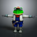 Cartoon Frog Character With Orange Hat White Coat Blue Overalls Tool Belt And Arms Outstretched