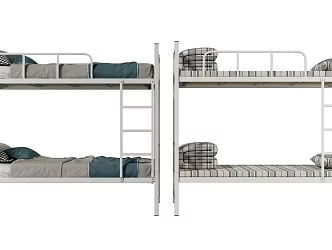 Modern Bed and Bed Dormitory Bunk Bed 3d model
