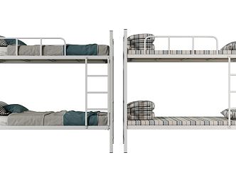 Modern Bed and Bed Dormitory Bunk Bed 3d model