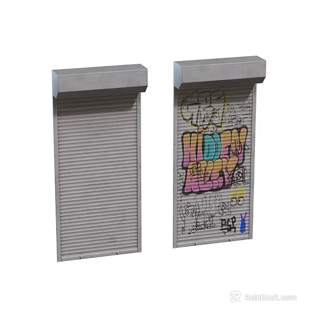 Exterior Roller Shutters Featuring Colorful Hobby Art Graffiti And Street Designs 3d model 