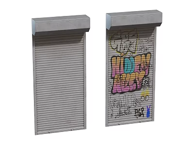 Exterior Roller Shutters Featuring Colorful Hobby Art Graffiti And Street Designs 3d model