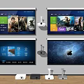 Modern projection curtain projector projection curtain combination 3d model