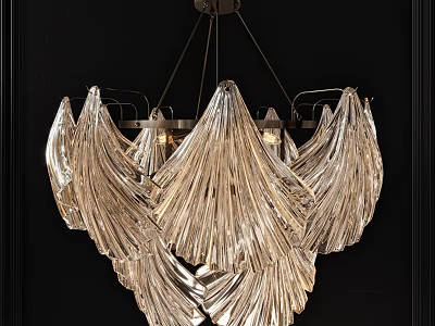 Elegant Modern Chandelier With Feather Like Crystal Blades And Decorative Hanging Design 3d model