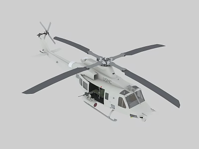 Military Utility Helicopter With Rotor Blades Cockpit And Landing Gear 3d model