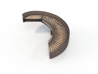 Elegant Architectural Spiral Staircase With Wooden Steps And Curved Handrail Design 3d model
