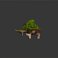 Mythical Game Creature Character With Green Moss Covered Head Orange Mane And Rock Textured Body