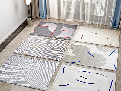 Square Area Rugs With Modern Geometric Patterns And Various Design Styles 3d model