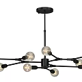 Modern Unique Shaped Chandeliers With Black Frame Multiple Bulbs And Designs 3d model