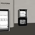 Modern Kitchen Appliances With Glass Doors Utensil Storage Digital Display And Time Function