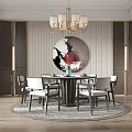 New Chinese Dining Table and Chair Combination Dining Table and Chair 3d model