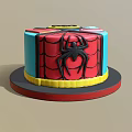 Superhero Themed Cake With Batman Superman Captain America Spider Man Logos And Spider Web Design