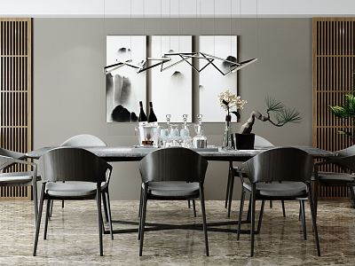 Modern Dining Table and Chair Combination Dining Table and Chair Soft Furnishings Combination model