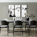 Modern Dining Table and Chair Combination Dining Table and Chair Soft Furnishings Combination 3d model