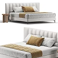 Modern Upholstered Double Bed With Tufted Headboard And Decorative Pillows 3d model