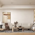 Quiet Wind Living Room Living Room Sofa Quiet Wind Log Warm Color Living Room 3d model