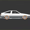 White And Gray Two Door Car Featuring Orange Wheels Sleek Exterior And Reflection