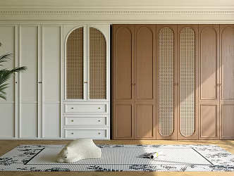 French Retro Bedroom Wardrobe Combo 3d model