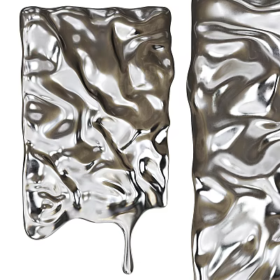 Modern Silver Wall Decor With Flowing Wave Texture And Sculptural Design 3d model