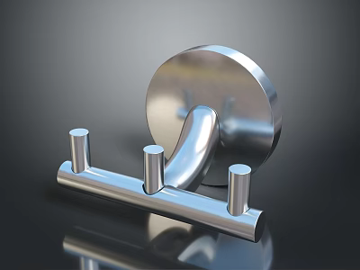Stainless Steel Wall Mounted Hanging Rack with Three Hooks for Bathroom and Kitchen Daily Use 3d model