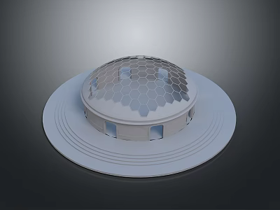 Modern Architectural Dome Structure Featuring Honeycomb Patterned Roof Circular Base and Glass Windows 3d model