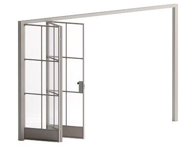Modern Folding Door With Glass Panels And Metal Frame For Interior Space 3d model