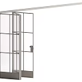 Modern Folding Door With Glass Panels And Metal Frame For Interior Space