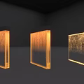 Three Modern Rectangular Decorative Lights With Illuminated Textured Panels And Warm Glow 3d model