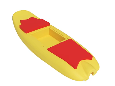 Yellow Plastic Kayak With Red Seats For Recreational Water Sports 3d model