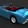 Vintage Blue Convertible Car With Red Interior And Silver Wheels Classic Design