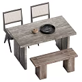 Wind dining table and chair combination tea table and chair combination 3d model