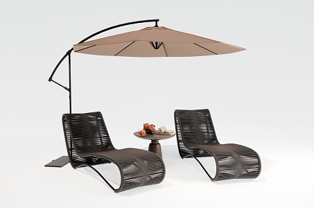 Modern Outdoor Recliner Rattan Recliner Outdoor Chair Leisure Recliner Beach Chair 3d model