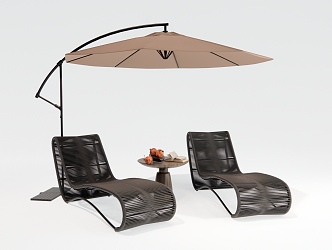 Modern Outdoor Recliner Rattan Recliner Outdoor Chair Leisure Recliner Beach Chair 3d model