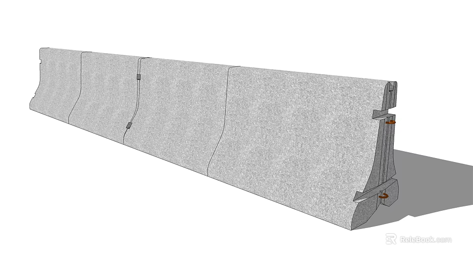 Concrete Modular Barrier With Connecting Components For Safety And Durability 3d model