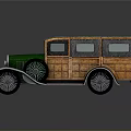 Vintage Green Front Car With Wooden Body And Classic Design Details