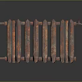 Rusted Old Cast Iron Radiator With Vertical Sections And Classic Design 3d model