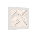 Abstract Painting With Irregular Light Colored Glossy Paper Shapes On Canvas Texture Grid Arrangement