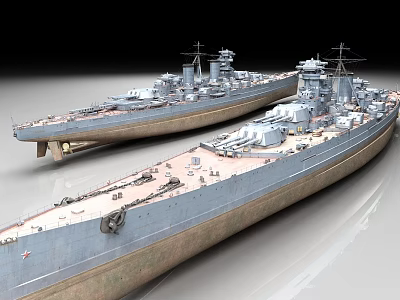 Historical Battleship Models With Detailed Deck And Hull Design Features 3d model