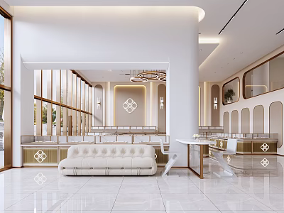Modern Luxury Jewelry Store Interior With Bright Space And Displays 3d model
