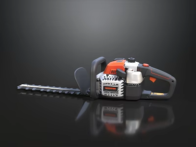 Professional Hedge Trimmer With Long Blade Orange Black Design For Garden Care 3d model