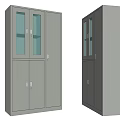 Gray Modern Metal Bookcase With Glass Doors And Cabinet Storage Solutions Design