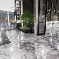 Elegant Modern Hotel Lobby With Polished Marble Floor Green Plant And Sofa Seating