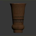 Intricately Carved Brown Clay Vase Sculpture With Decorative Patterns
