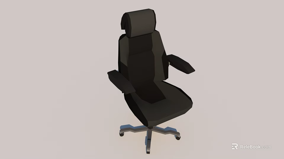 Black Office Chair With Adjustable Backrest Armrests And Swivel Base 3d model 