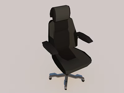 Black Office Chair With Adjustable Backrest Armrests And Swivel Base 3d model