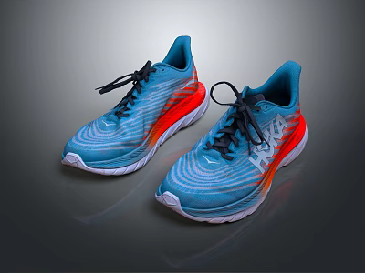 Blue Running Shoes With Red Accents Striped Upper And Streamlined Silhouette 3d model