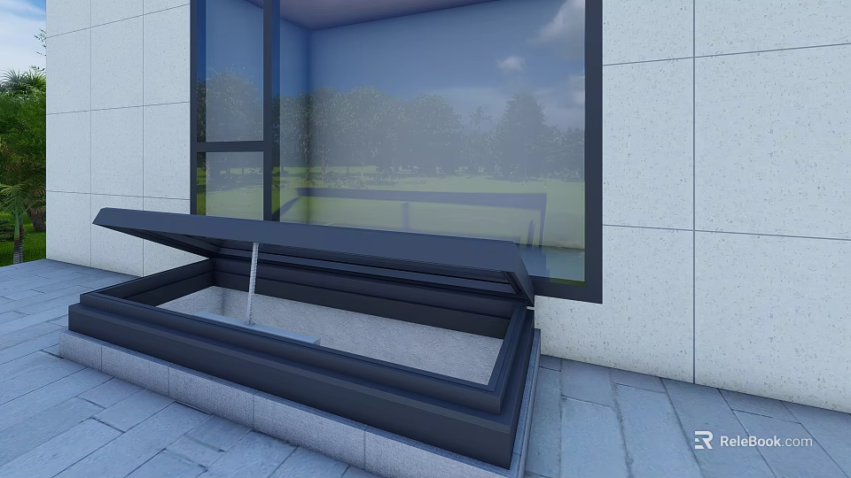 Detached Villa With Large Glass Windows And Green Outdoor Landscape View 3d model 