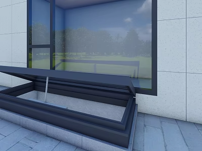 Detached Villa With Large Glass Windows And Green Outdoor Landscape View 3d model