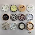 European clock wall clock combination 3d model